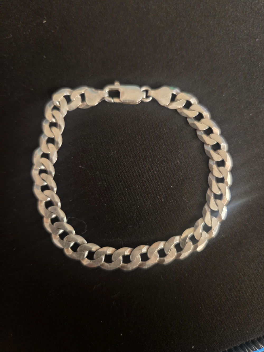 Silver Curb Chain Bracelet for Men - Polished Steel Finish
